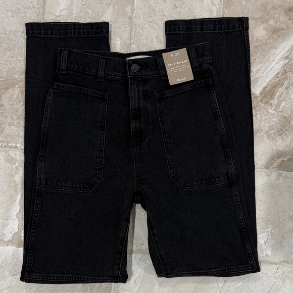 NWT Madewell 90s Straight Cargo Jean Black Utility Pockets High Rise (Size 25) - Picture 6 of 10